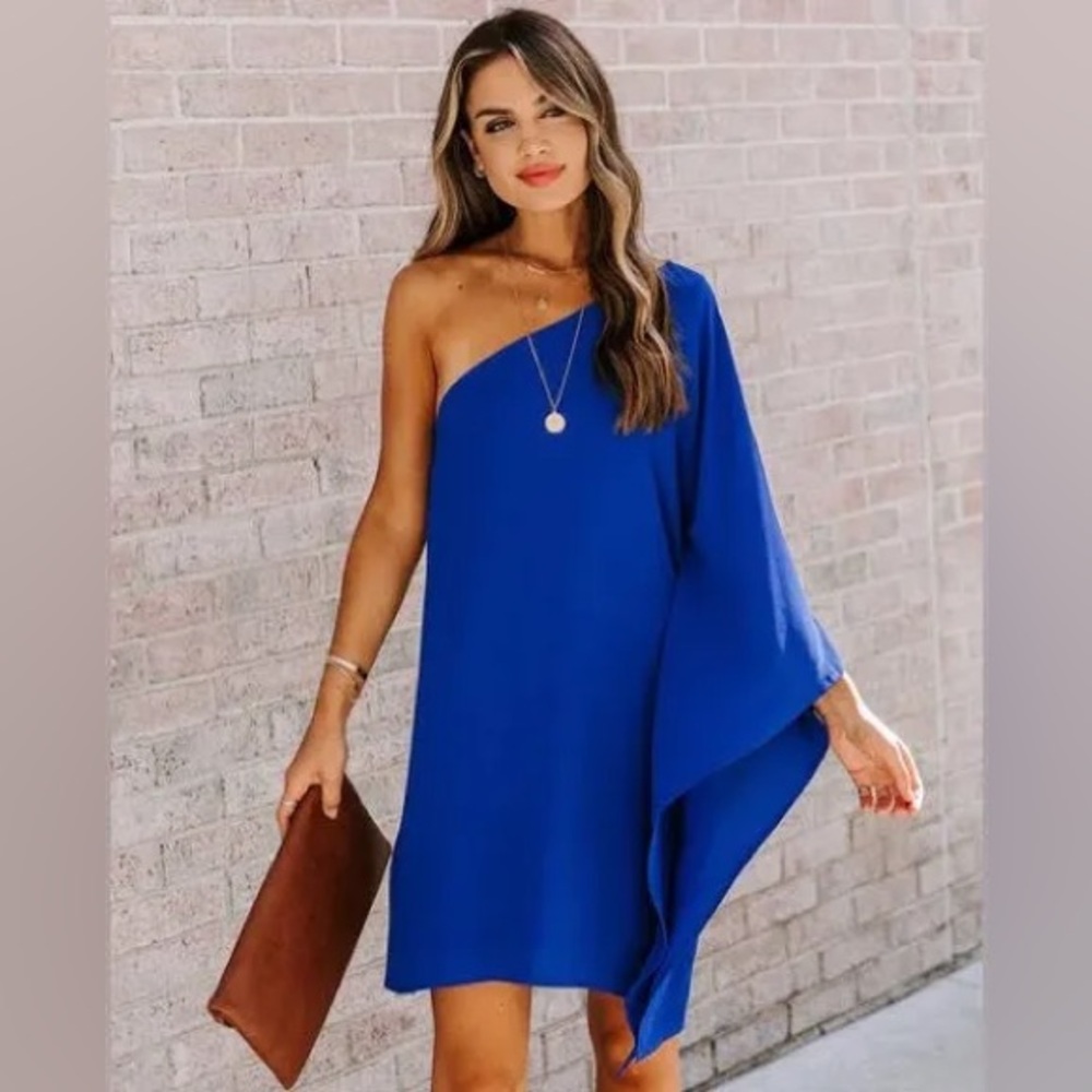 Vici Blue One-Shoulder Dress / Size XS